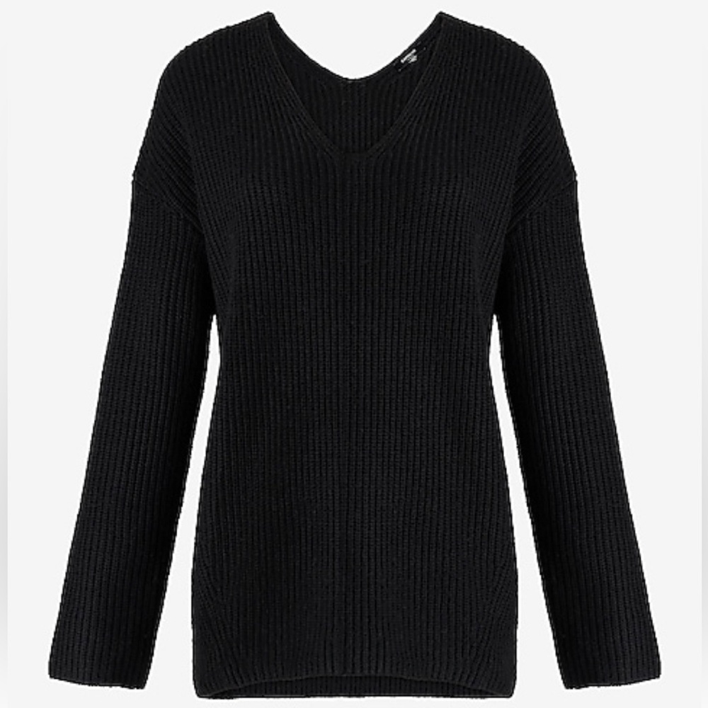 EXPRESS Black London V-Neck Oversized Sweater
